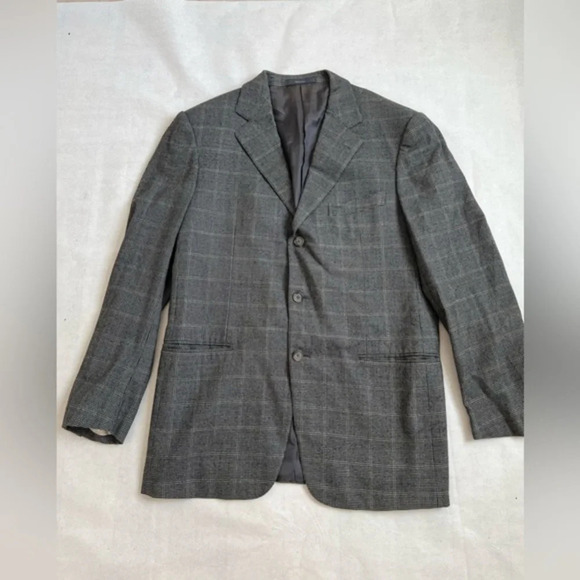Ermenegildo Zegna Wool Blazer Men's 40 / 42 Brown Check Made In Italy - Picture 1 of 11